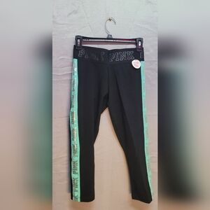 PINK Victoria's Secret Black and Mint Leggings